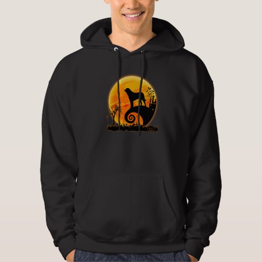 Australian Shepherd Dog And Moon Halloween Costum Hoodie (Voorkant)