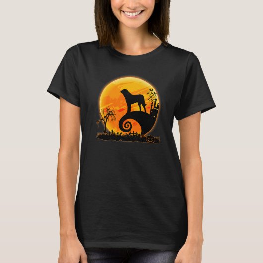 Australian Shepherd Dog And Moon  Halloween Costum T-shirt (Voorkant)