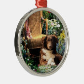 Australian Shepherd Dog Art Metalen Ornament (Rechts)