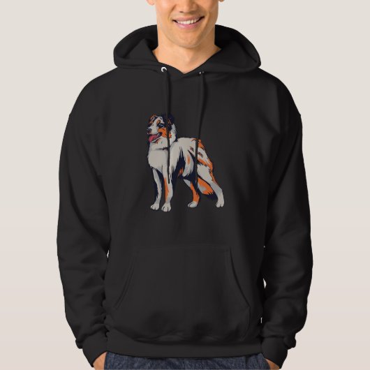 Australian Shepherd Dog Aussie Boerderij Dog Hoodie (Voorkant)