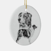 Australian Shepherd dog - Aussie pencil sketch Keramisch Ornament (Rechts)