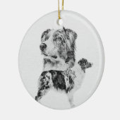 Australian Shepherd dog - Aussie pencil sketch Keramisch Ornament (Links)