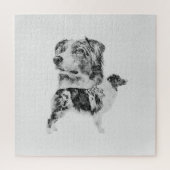 Australian Shepherd dog - Aussie pencil sketch Legpuzzel (Verticaal)