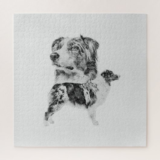 Australian Shepherd dog - Aussie pencil sketch Legpuzzel (Verticaal)