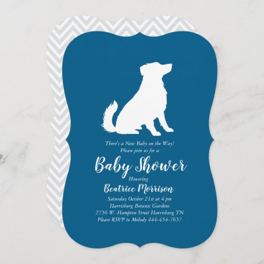 Australian Shepherd Dog Baby shower Blue Boy Kaart (Voorkant / Achterkant)