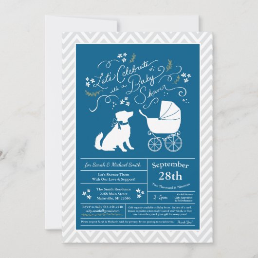 Australian Shepherd Dog Baby shower Blue Boy Kaart (Voorkant)