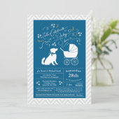 Australian Shepherd Dog Baby shower Blue Boy Kaart (Staand voorkant)