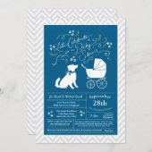 Australian Shepherd Dog Baby shower Blue Boy Kaart (Voorkant / Achterkant)