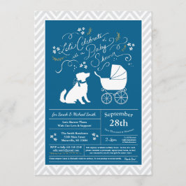 Australian Shepherd Dog Baby shower Blue Boy Kaart