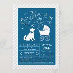 Australian Shepherd Dog Baby shower Blue Boy Kaart