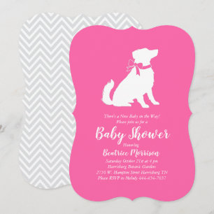 Australian Shepherd Dog Baby shower Pink Girl Kaart