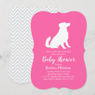Australian Shepherd Dog Baby shower Pink Girl Kaart