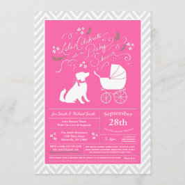 Australian Shepherd Dog Baby shower Pink Girl Kaart