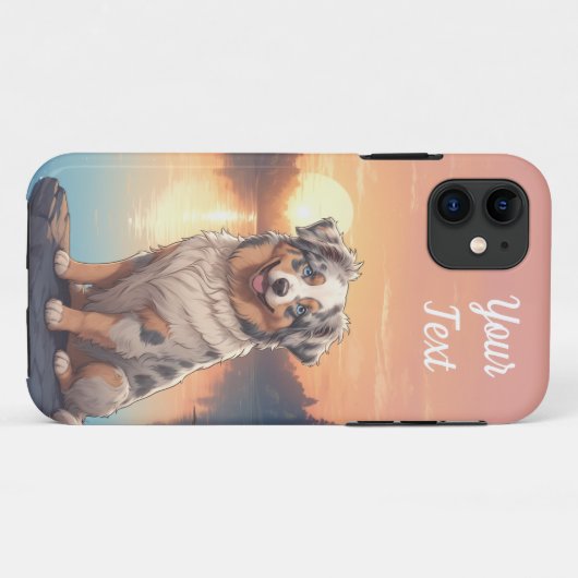 Australian Shepherd Dog bij Lake Case-Mate iPhone Case (Achterkant (horizontaal))