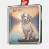 Australian Shepherd Dog bij Lake Metalen Ornament (Links)