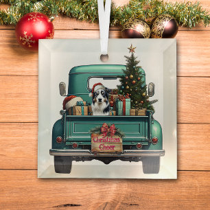 Australian Shepherd Dog Boerderij Truck Christmas Glas Ornament