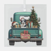 Australian Shepherd Dog Boerderij Truck Christmas Glas Ornament (Voorkant)