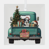 Australian Shepherd Dog Boerderij Truck Christmas Glas Ornament (Achterkant)