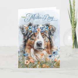 Australian Shepherd Dog Botanical Moederdag Feestdagen Kaart