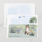 Australian Shepherd Dog Butterfly Monogram Name   Notitiekaartje (Voorkant / Achterkant)