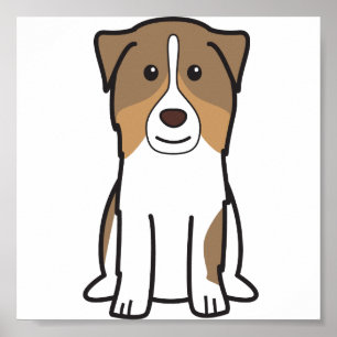 Australian Shepherd Dog Cartoon Poster