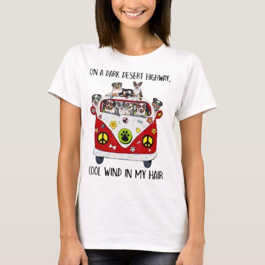 Australian Shepherd Dog Cool Wind in My Hair T-Shi T-shirt (Voorkant)