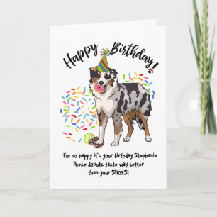 Australian Shepherd Dog Donuts Verjaardag Kaart
