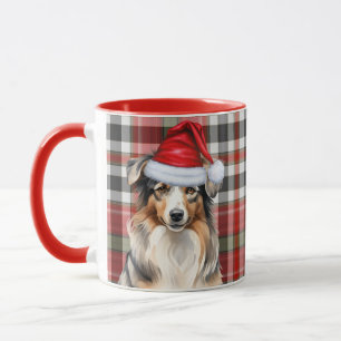 Australian Shepherd Dog en Plaid Kerst Mok