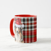 Australian Shepherd Dog en Plaid Kerst Mok (Voorkant links)