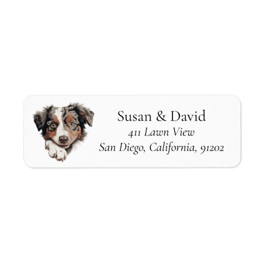 Australian Shepherd Dog Etiket (Voorkant)