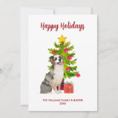 Australian Shepherd Dog Familie Kerstmis Feestdagenkaart (Voorkant)