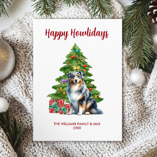 Australian Shepherd Dog Familie Kerstmis Feestdagenkaart