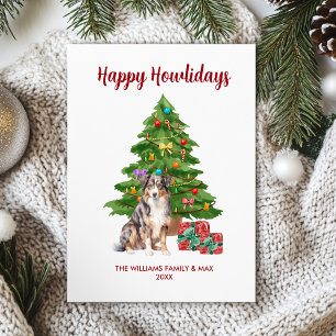 Australian Shepherd Dog Familie Kerstmis Feestdagenkaart