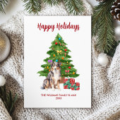 Australian Shepherd Dog Familie Kerstmis Feestdagenkaart