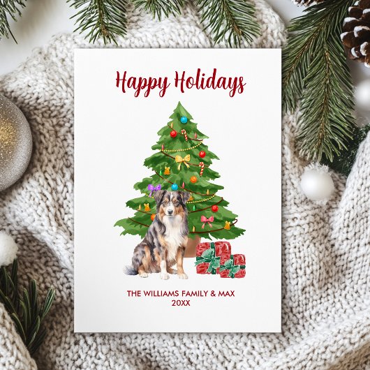 Australian Shepherd Dog Familie Kerstmis Feestdagenkaart