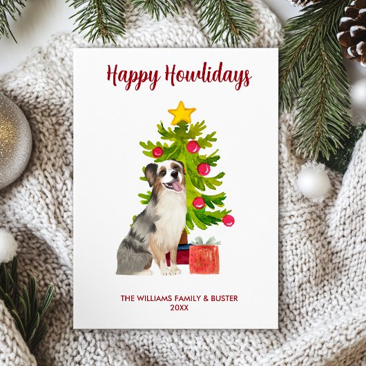 Australian Shepherd Dog Familie Kerstmis Feestdagenkaart