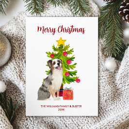 Australian Shepherd Dog Familie Kerstmis Feestdagenkaart