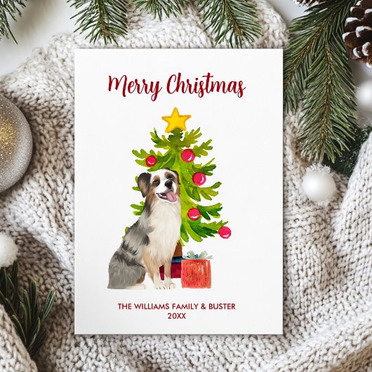 Australian Shepherd Dog Familie Kerstmis Feestdagenkaart