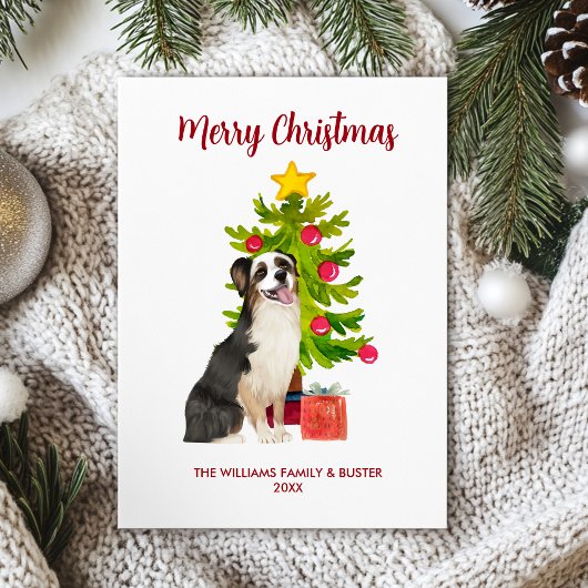 Australian Shepherd Dog Familie Kerstmis Feestdagenkaart