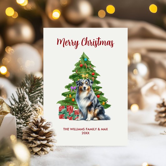 Australian Shepherd Dog Familie Kerstmis Feestdagenkaart