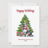 Australian Shepherd Dog Familie Kerstmis Feestdagenkaart (Voorkant)