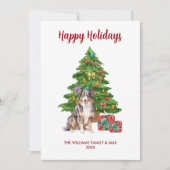 Australian Shepherd Dog Familie Kerstmis Feestdagenkaart (Voorkant)