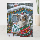 Australian Shepherd Dog Feestelijke makelaar Kerst Kaart (Voorkant)