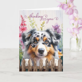Australian Shepherd Dog Fence Thinking of You Kaart