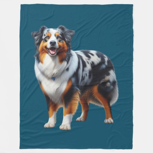 Australian Shepherd Dog Fleece Deken (Voorkant)