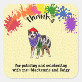 Australian Shepherd Dog Fun Art Birthday Party    Vierkante Sticker (Voorkant)