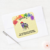 Australian Shepherd Dog Fun Art Birthday Party    Vierkante Sticker (Envelop)