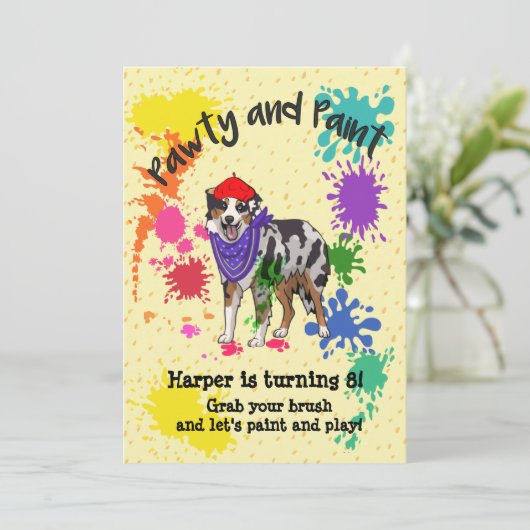 Australian Shepherd Dog Fun Art Verjaardag Kaart (Staand voorkant)