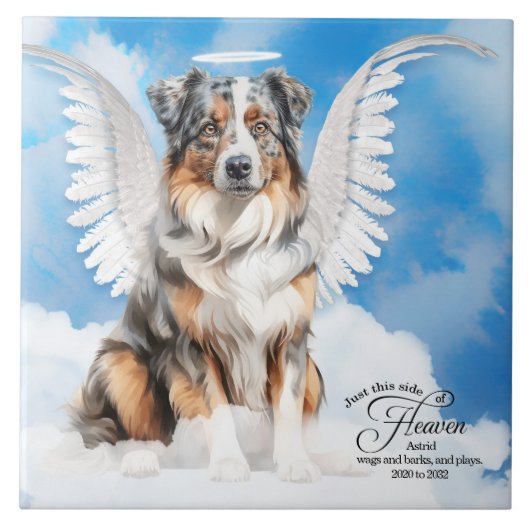 Australian Shepherd Dog Gepersonaliseerd Gedenktek Tegeltje (Voorkant)