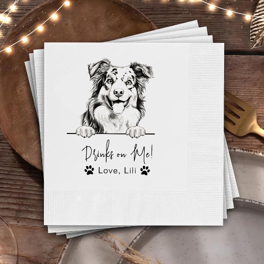 Australian Shepherd Dog Gepersonaliseerde Drinken  Servet